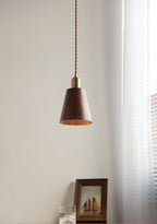 Lustra Pendant Lamp Walnut Brass Modern for Living Room