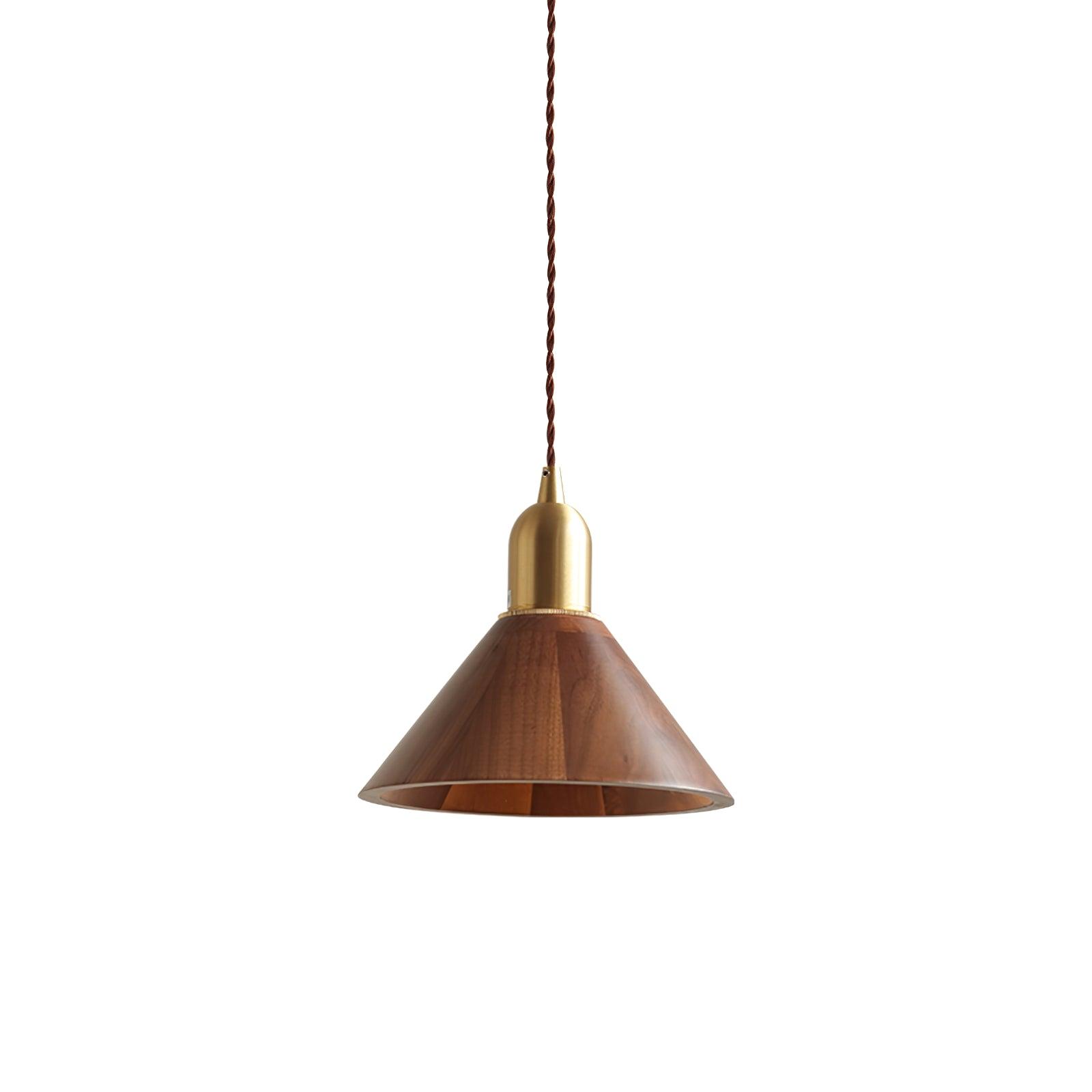 Lustra Pendant Lamp Walnut Brass Modern for Living Room