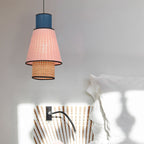 Ritta Cylindrical Fabric Rattan Pendant Light Royal