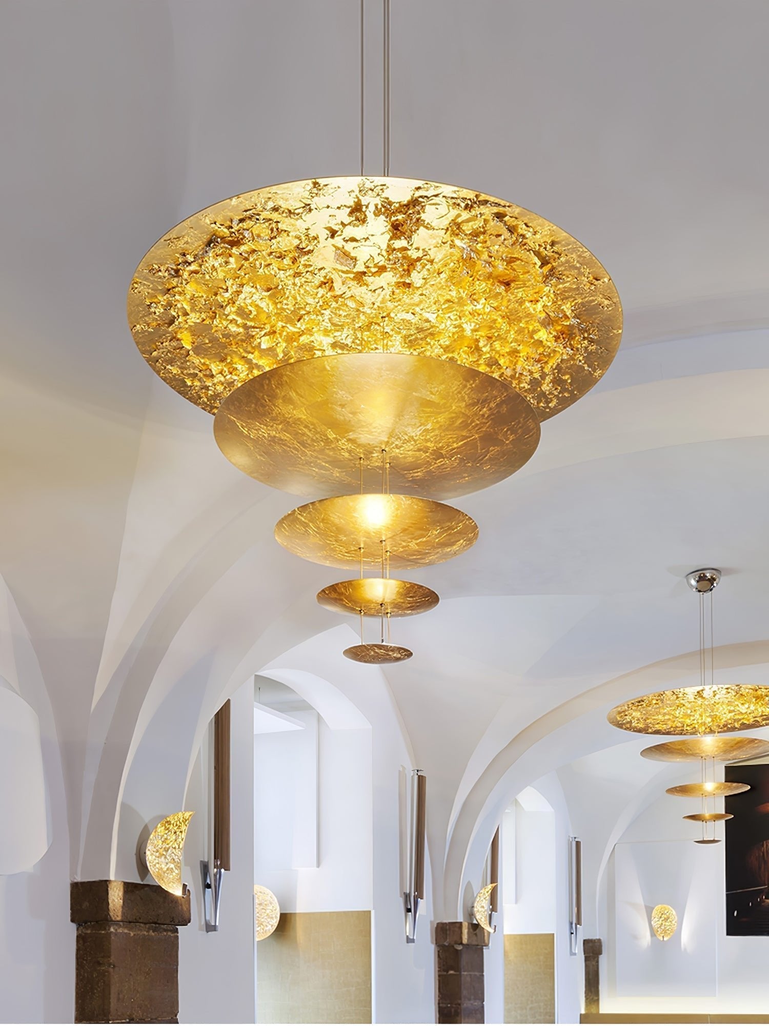 Zathaara Layered Gold Foil Pendant Light