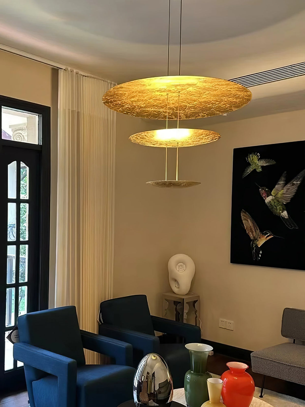 Zathaara Layered Gold Foil Pendant Light
