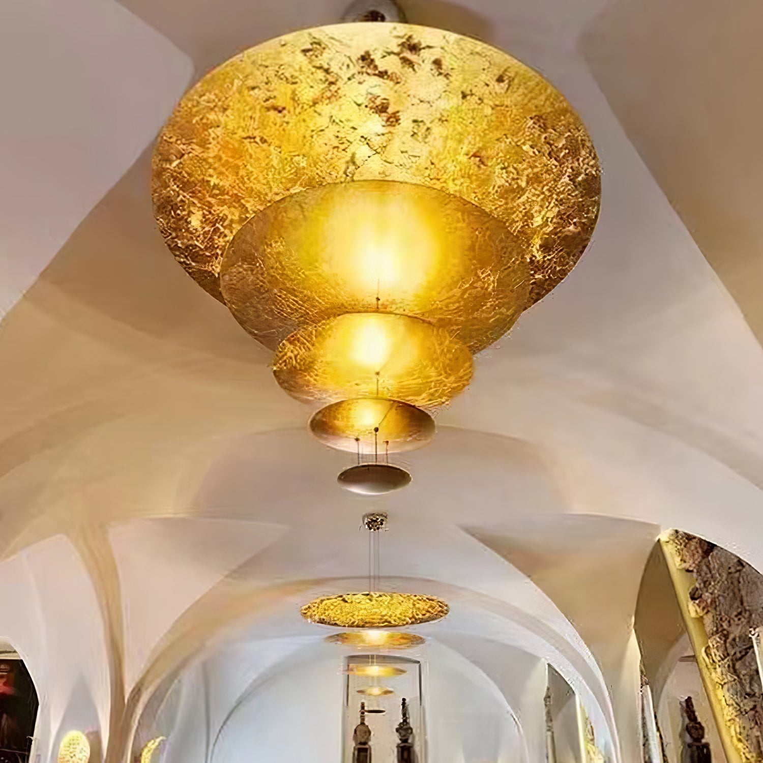Zathaara Layered Gold Foil Pendant Light