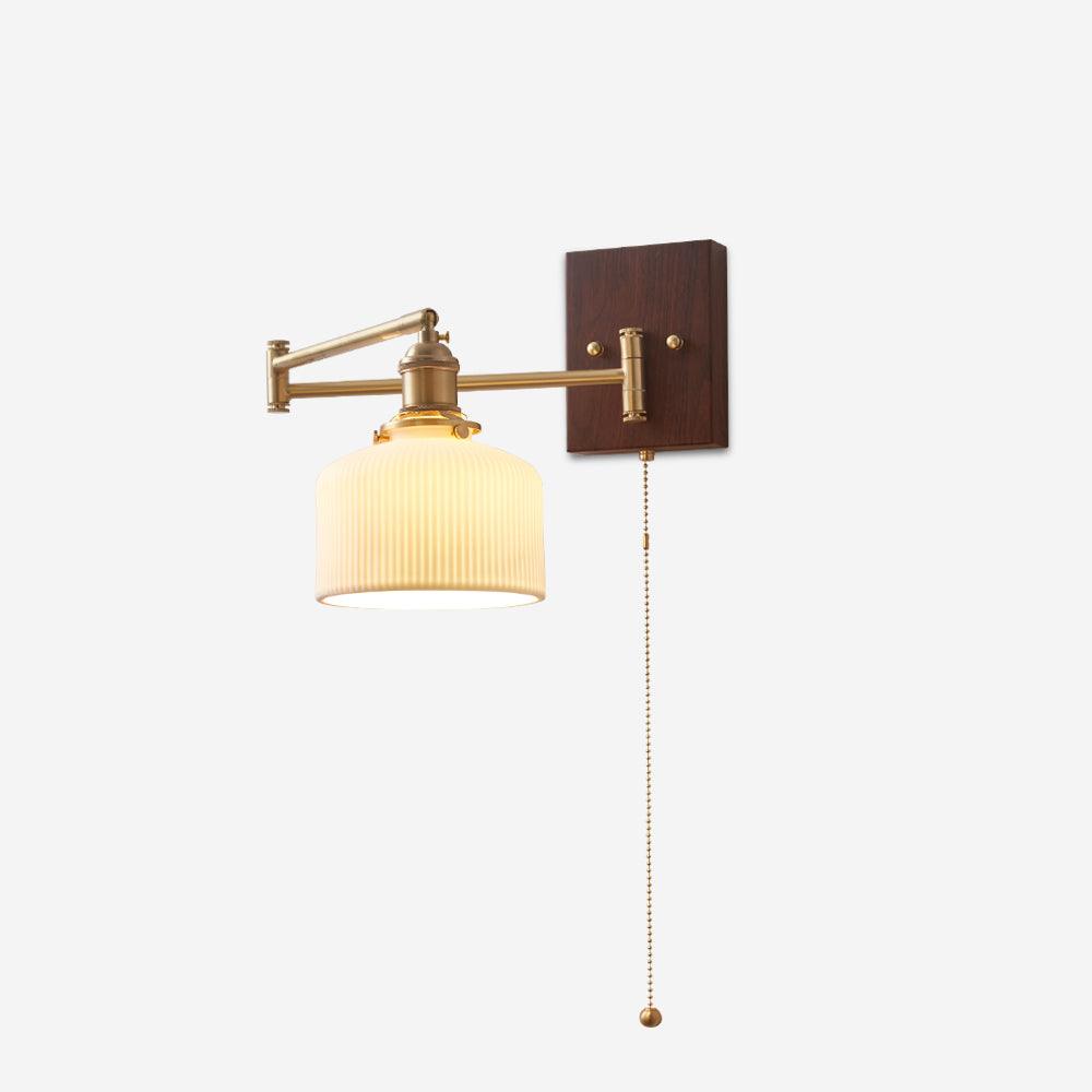 Artistic Walnut Brass Wall Sconce Adjustable Arm Vintage Charm