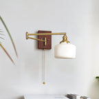 Artistic Walnut Brass Wall Sconce Adjustable Arm Vintage Charm
