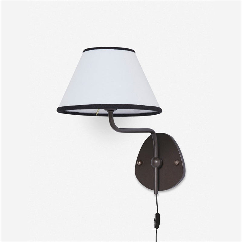 Myvele Elegance Vintage Plug-in Brass Fabric Wall Lamp