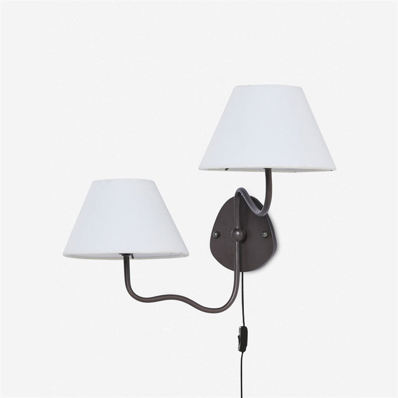 Myvele Elegance Vintage Plug-in Brass Fabric Wall Lamp