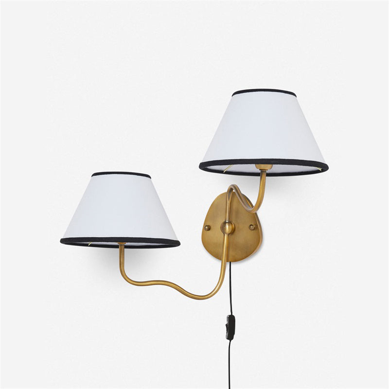 Myvele Elegance Vintage Plug-in Brass Fabric Wall Lamp
