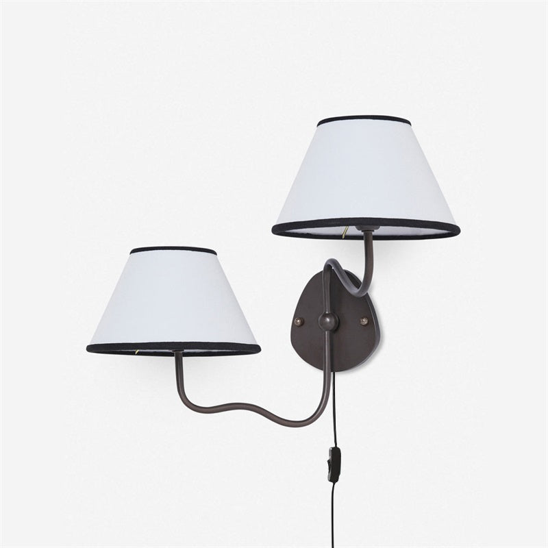 Myvele Elegance Vintage Plug-in Brass Fabric Wall Lamp