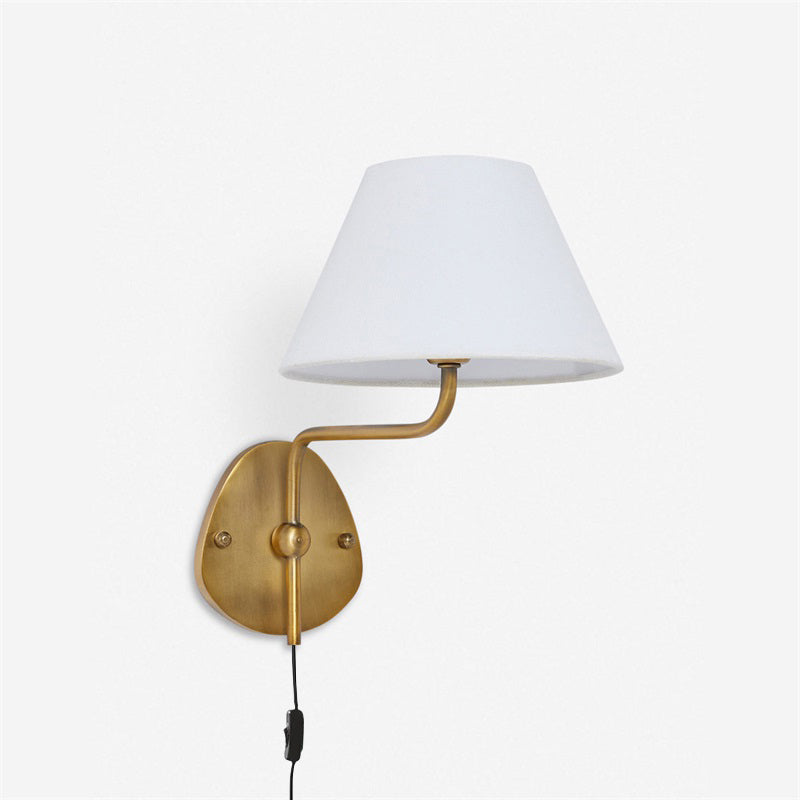 Myvele Elegance Vintage Plug-in Brass Fabric Wall Lamp