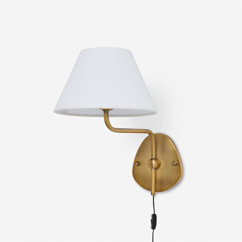 Myvele Elegance Vintage Plug-in Brass Fabric Wall Lamp