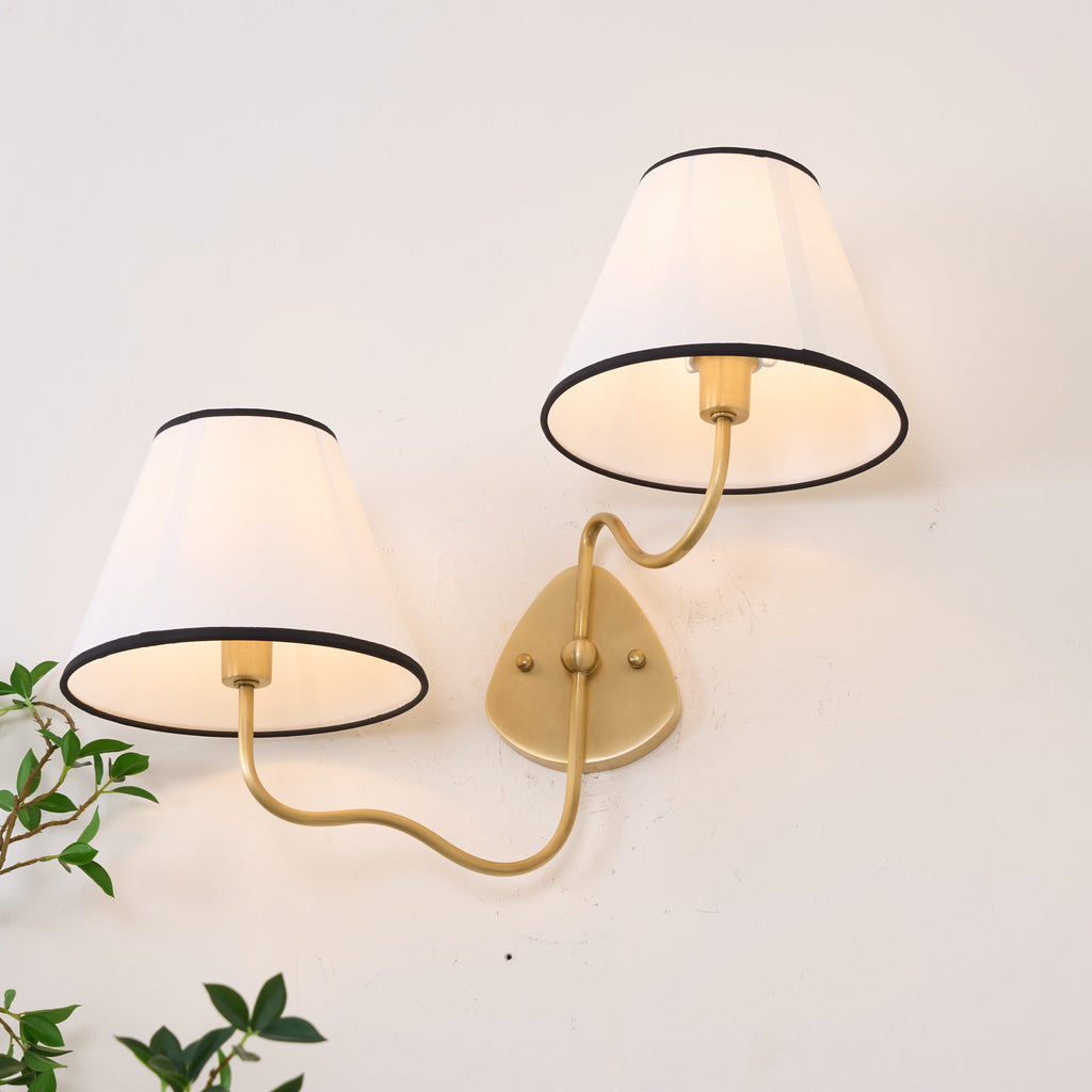 Evynor Vintage Industrial Brass Fabric Wall Lamp