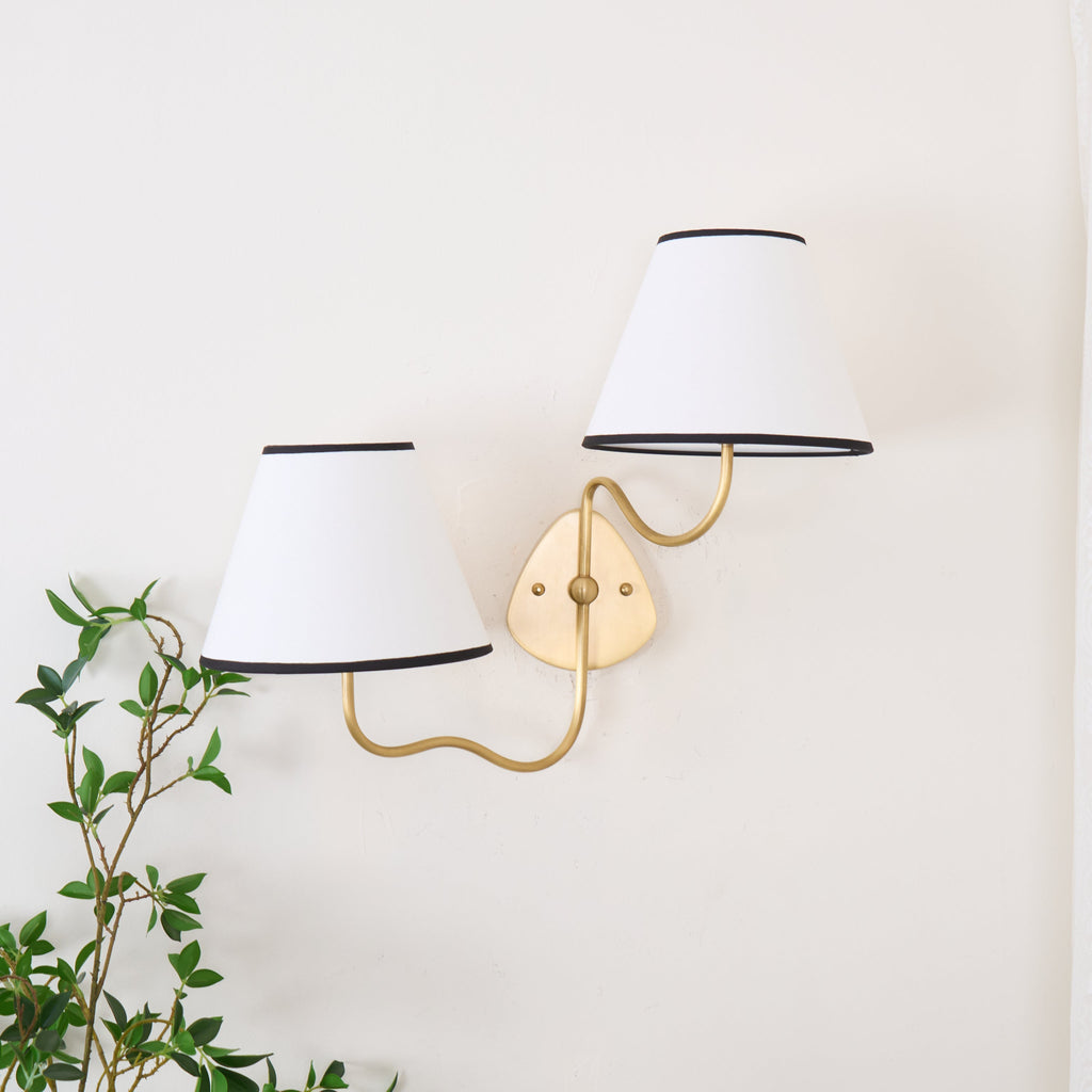 Evynor Vintage Industrial Brass Fabric Wall Lamp
