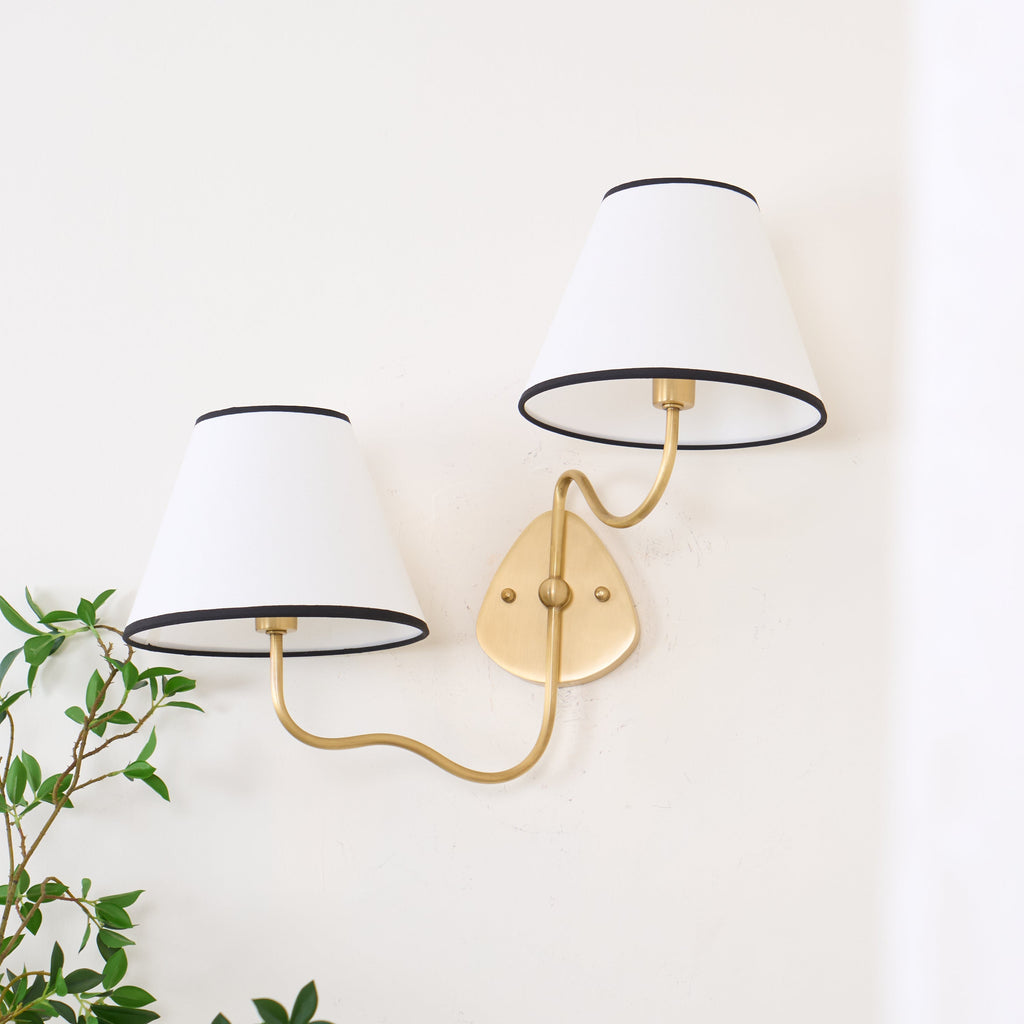 Evynor Vintage Industrial Brass Fabric Wall Lamp