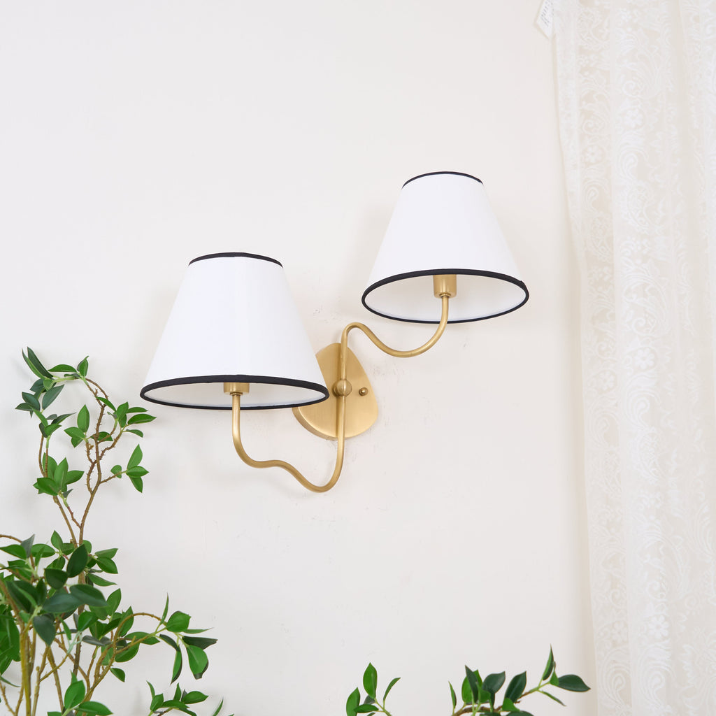 Evynor Vintage Industrial Brass Fabric Wall Lamp
