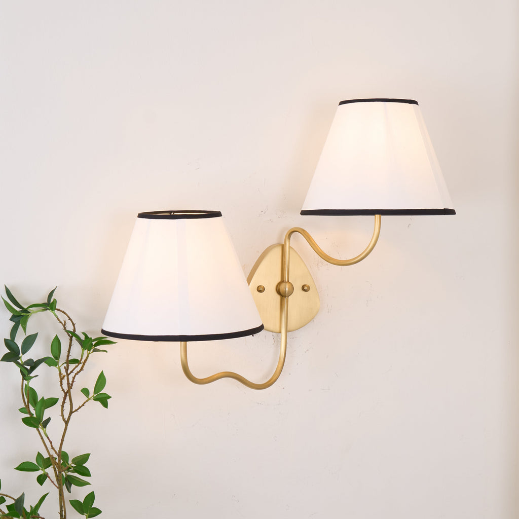 Evynor Vintage Industrial Brass Fabric Wall Lamp
