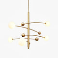 Lustra Chandelier Brass Vertical Beam Globe