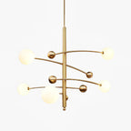 Lustra Chandelier Brass Vertical Beam Globe