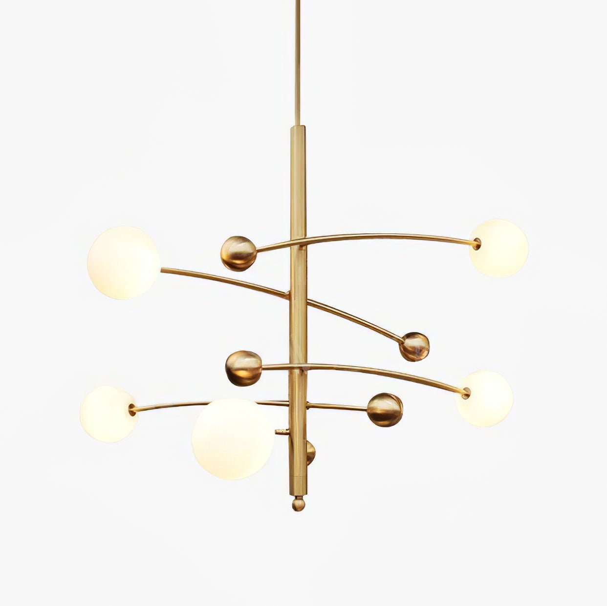 Lustra Chandelier Brass Vertical Beam Globe