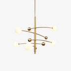 Lustra Chandelier Brass Vertical Beam Globe