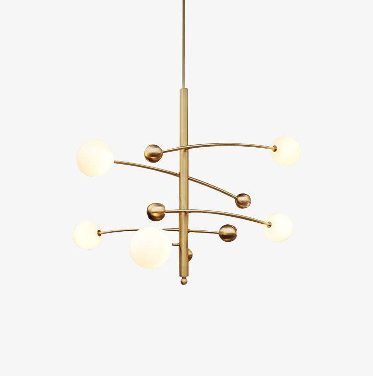 Lustra Chandelier Brass Vertical Beam Globe