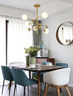 Lustra Chandelier Brass Vertical Beam Globe