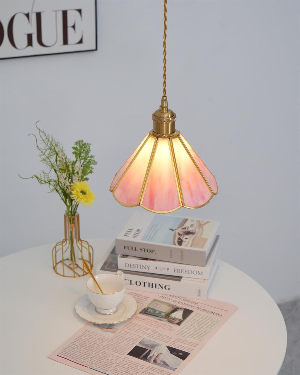 Lione Pink Stained Glass Pendant Light