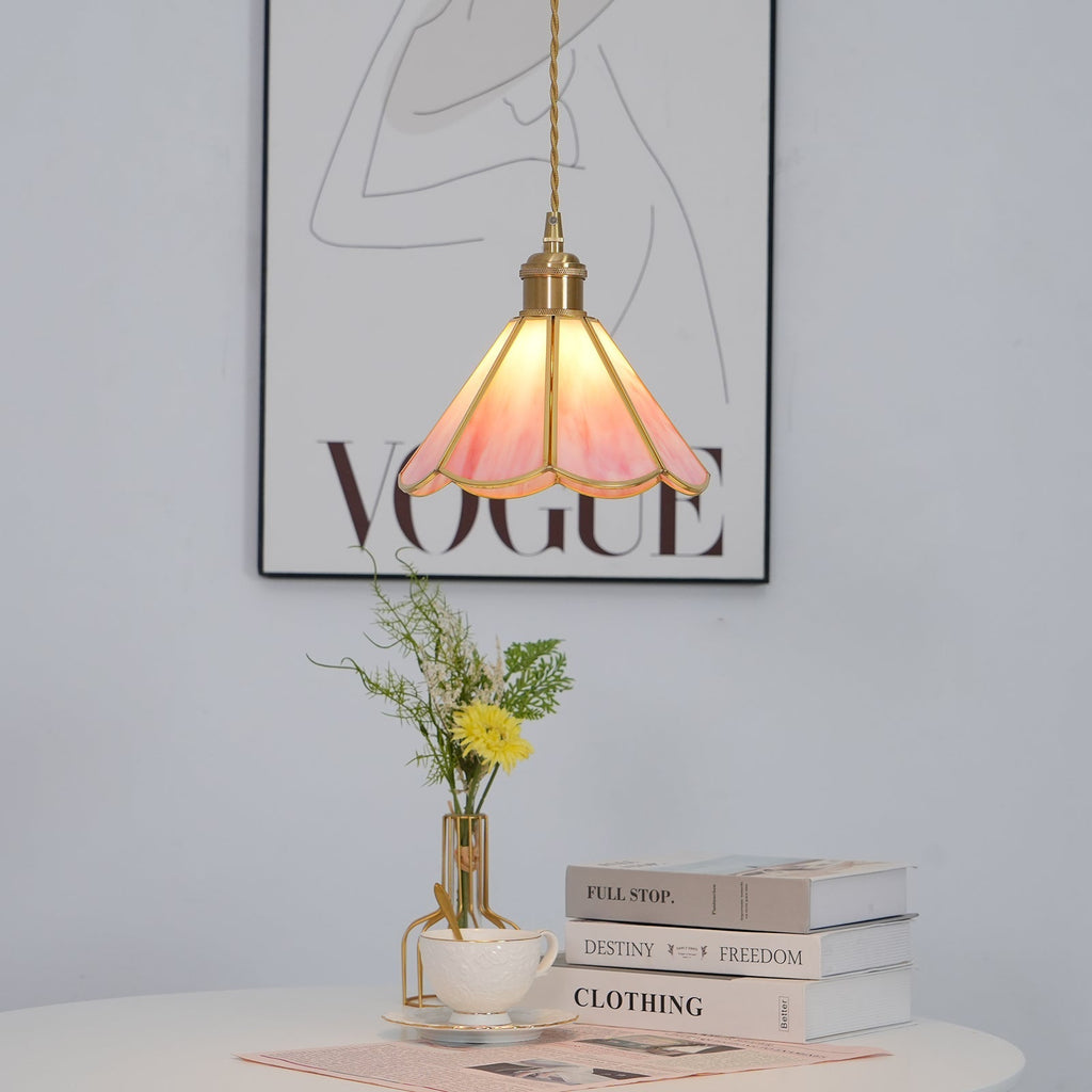 Lione Pink Stained Glass Pendant Light
