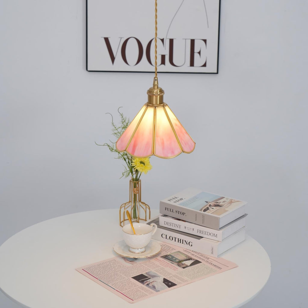 Lione Pink Stained Glass Pendant Light