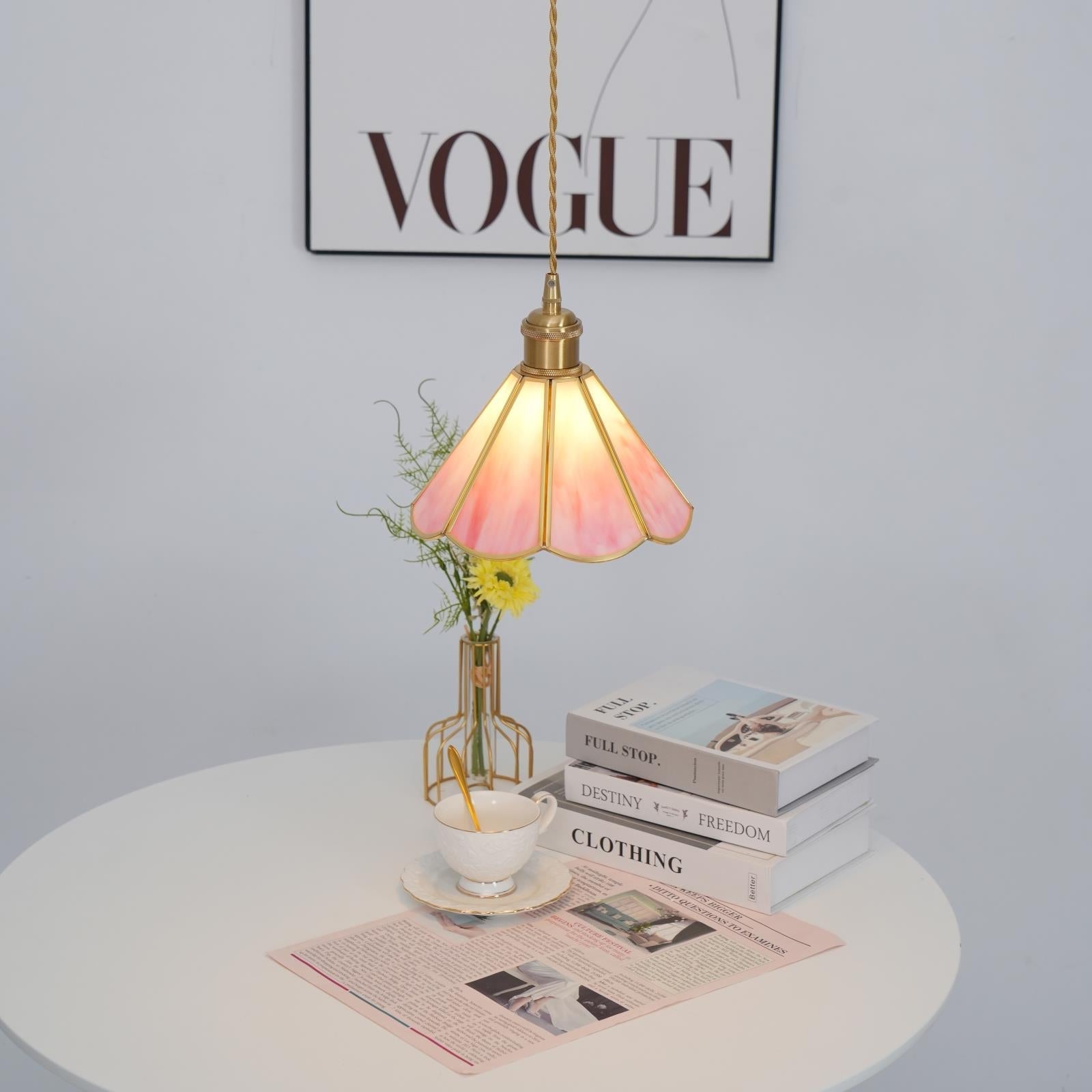 Lione Pink Stained Glass Pendant Light