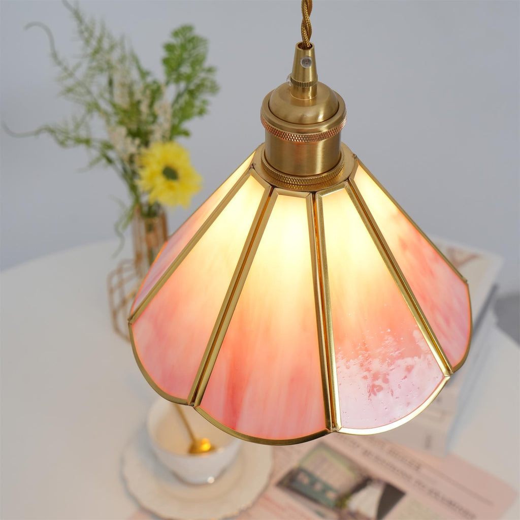 Lione Pink Stained Glass Pendant Light