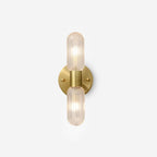 Evania Brass and Textured Glass Double Light Wall Sconce
