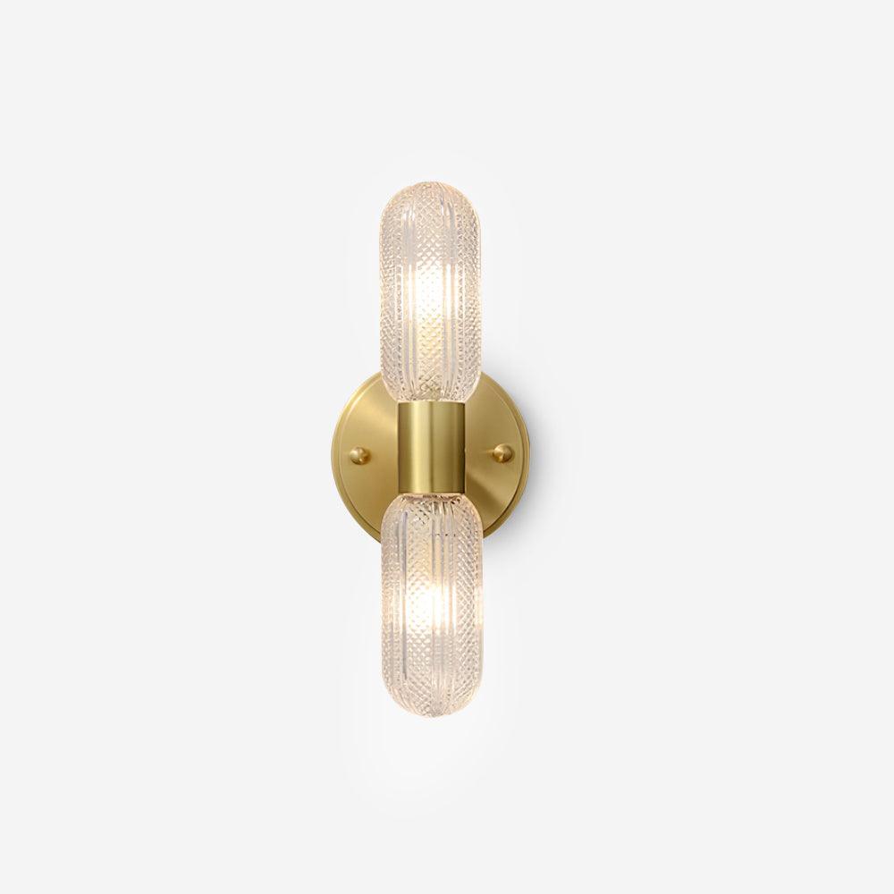 Evania Brass and Textured Glass Double Light Wall Sconce