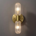 Evania Brass and Textured Glass Double Light Wall Sconce