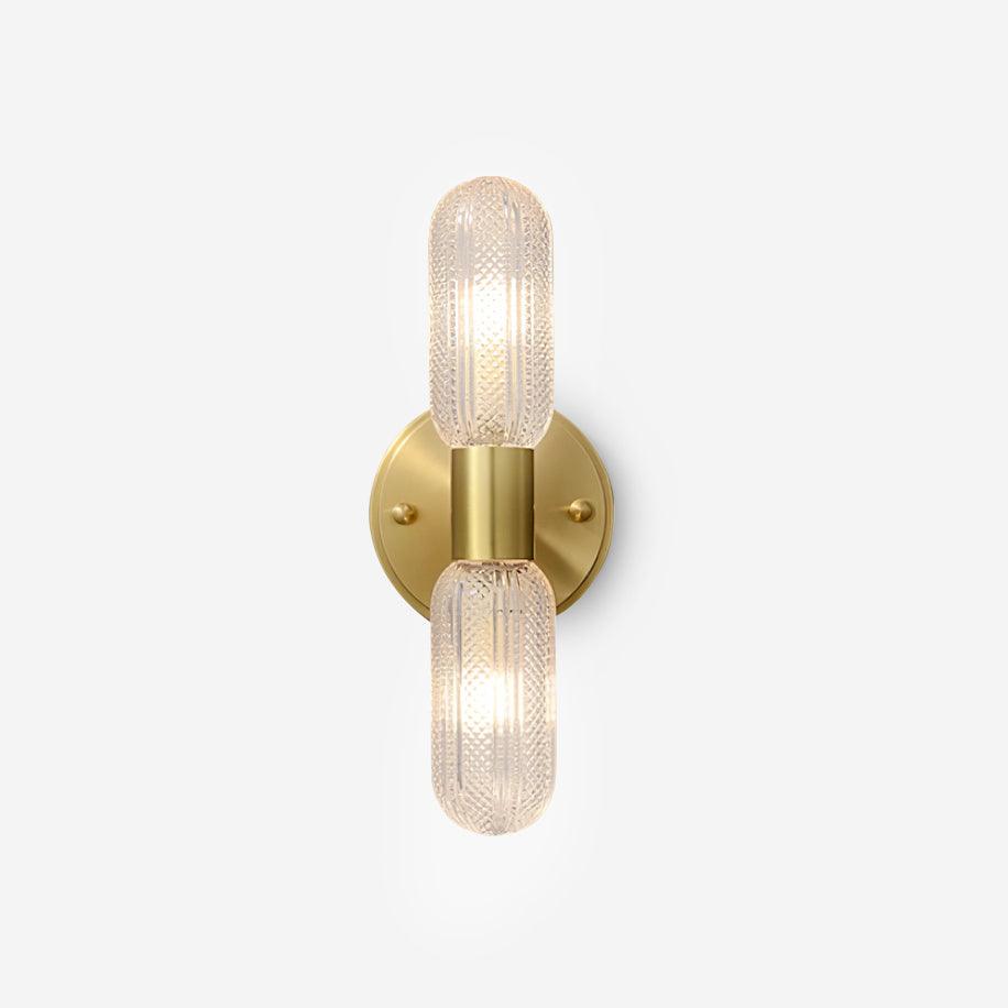 Evania Brass and Textured Glass Double Light Wall Sconce