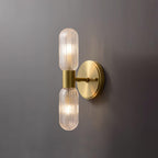 Evania Brass and Textured Glass Double Light Wall Sconce