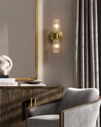 Evania Brass and Textured Glass Double Light Wall Sconce