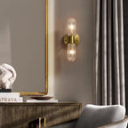 Evania Brass and Textured Glass Double Light Wall Sconce