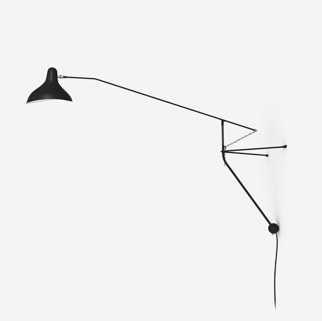 Wall Lamp Adjustable Black Swing-Arm Shade Industrial