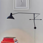 Wall Lamp Adjustable Black Swing-Arm Shade Industrial