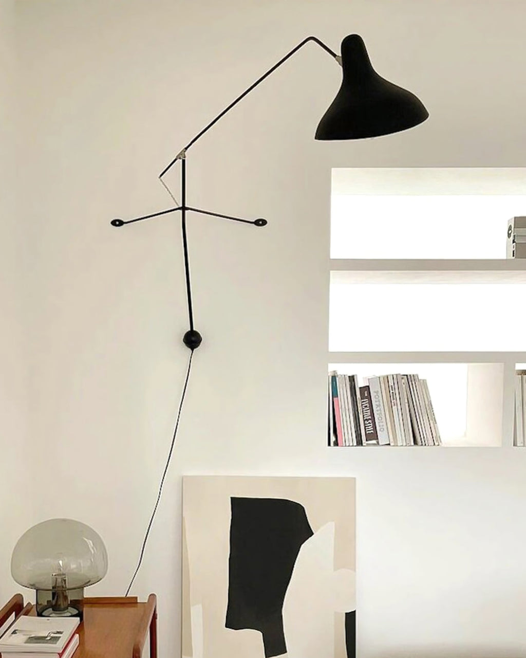 Wall Lamp Adjustable Black Swing-Arm Shade Industrial