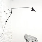 Wall Lamp Adjustable Black Swing-Arm Shade Industrial