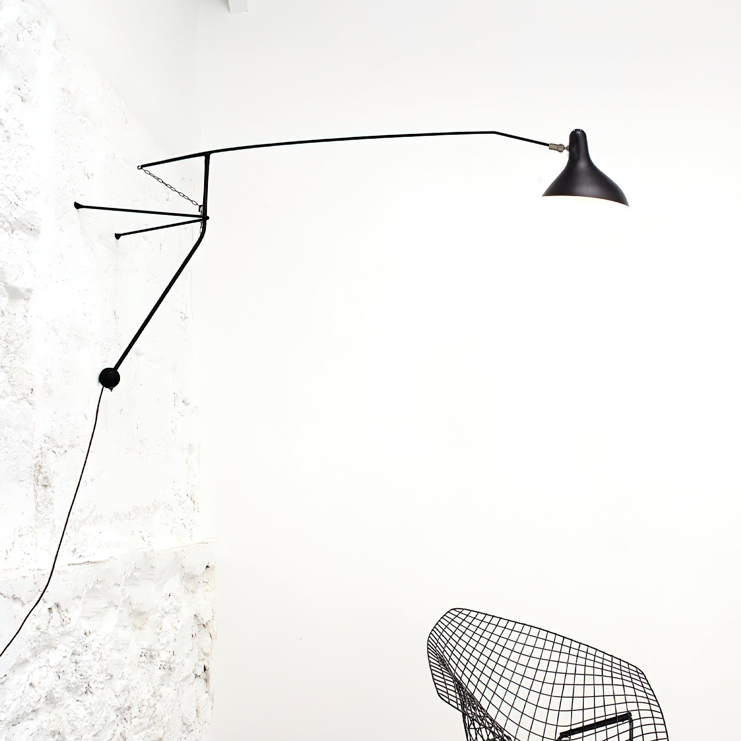 Wall Lamp Adjustable Black Swing-Arm Shade Industrial