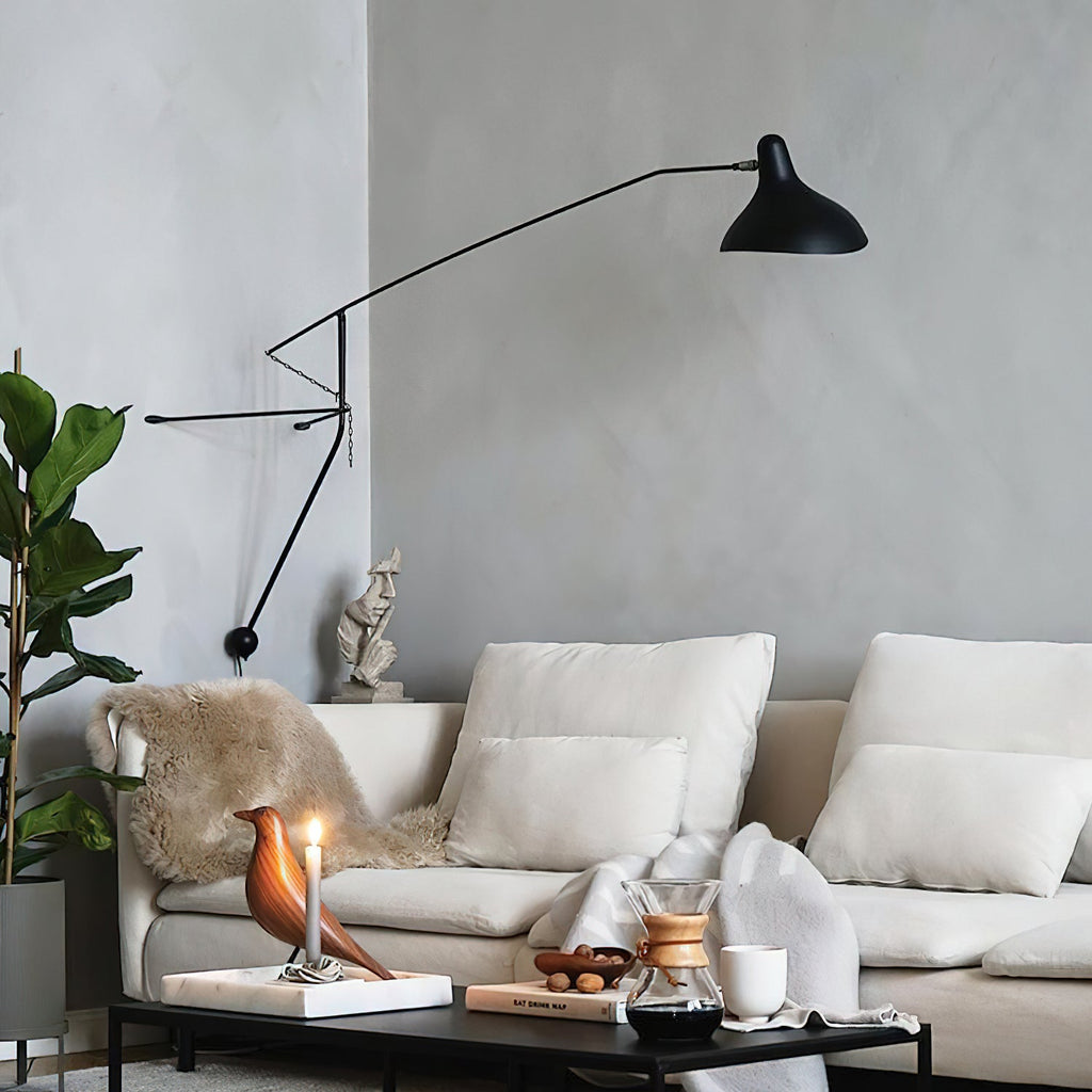 Wall Lamp Adjustable Black Swing-Arm Shade Industrial