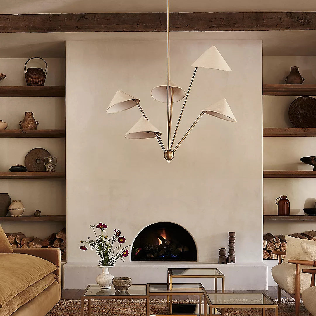 Avlorisra Vintage Industrial Brass Fabric Chandelier