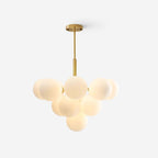Chandelier Glass Globe Cluster Brass Frame Modern Minimalist Home