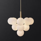 Chandelier Glass Globe Cluster Brass Frame Modern Minimalist Home