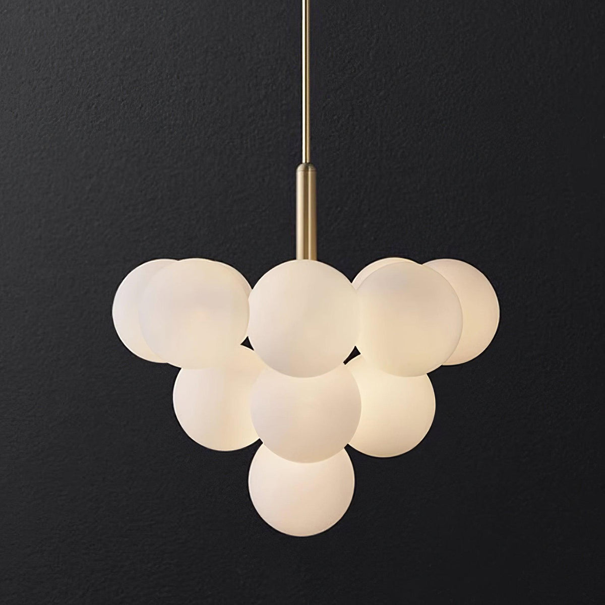 Chandelier Glass Globe Cluster Brass Frame Modern Minimalist Home