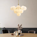 Chandelier Glass Globe Cluster Brass Frame Modern Minimalist Home