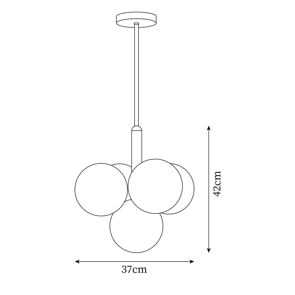 Chandelier Glass Globe Cluster Brass Frame Modern Minimalist Home