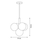 Chandelier Glass Globe Cluster Brass Frame Modern Minimalist Home